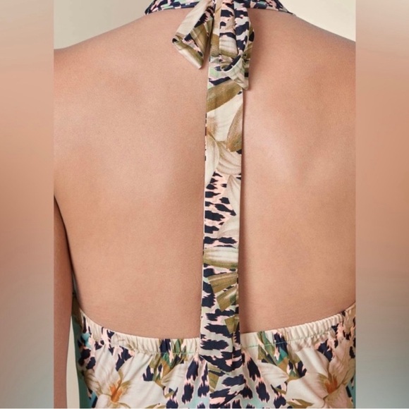 Animal & Floral Print Halter Maxi Dress size Medium - Picture 3 of 10